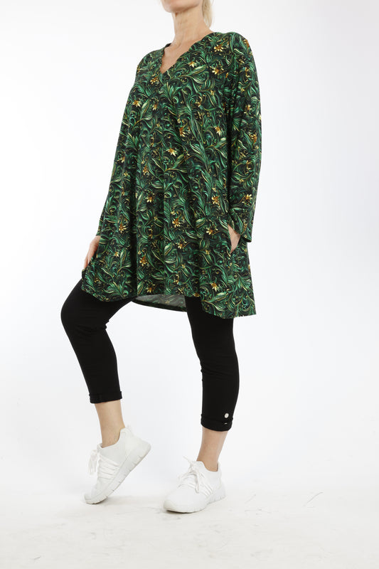Damen Langarmshirt mit Floralem Muster – Viskose Tunika im Lockeren Schnitt für Alltag & Übergang - Naveed Mode GmbH