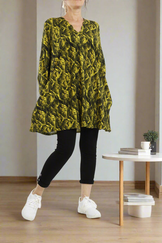 Damen Langarmshirt mit Schlangenmuster – Modische Viskose Tunika im Animal-Style - Naveed Mode GmbH
