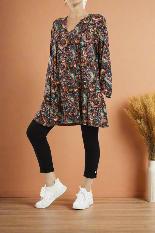 Damen Langarmshirt mit Schlangenmuster – Viskose Tunika im Animal Print mit Lockerer Passform - Naveed Mode GmbH