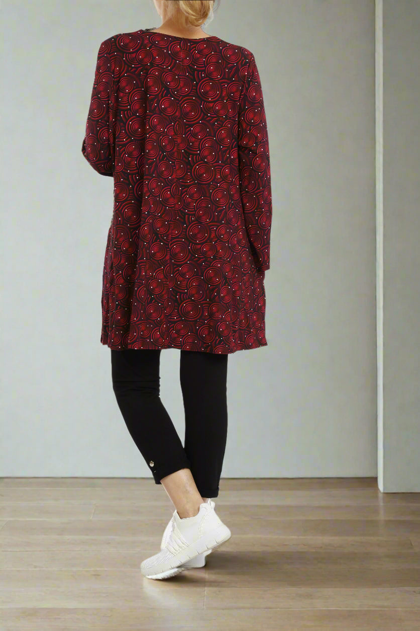 Damen Langarmshirt mit Kreis-Print – Bequeme Viskose Shirt für Übergangszeit & Alltag - Naveed Mode GmbH