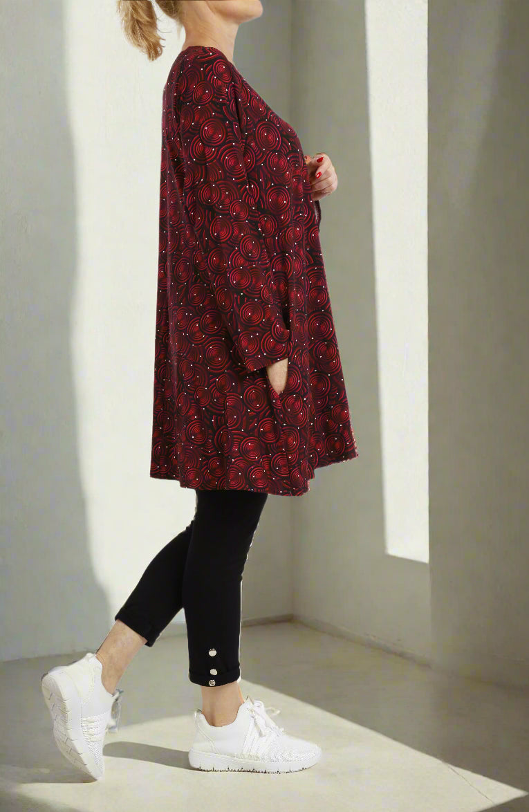 Damen Langarmshirt mit Kreis-Print – Bequeme Viskose Shirt für Übergangszeit & Alltag - Naveed Mode GmbH