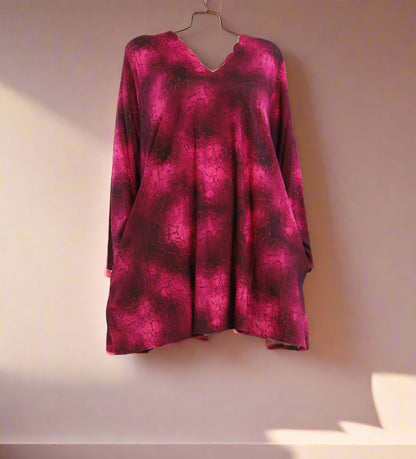 Damen Viskose-Shirt mit Batikmuster – Weiches Langarm-Oberteil für kühle Tage - Naveed Mode GmbH