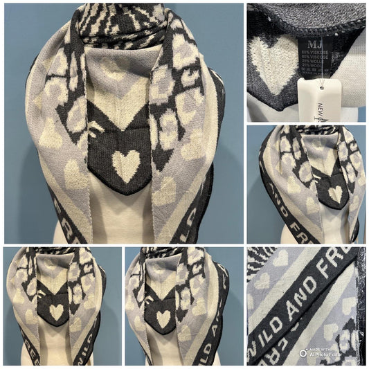 NEUE Kollektion Schal Damen Weicher Viskose-Wollschal Leopardenmuster Zebra Herz
