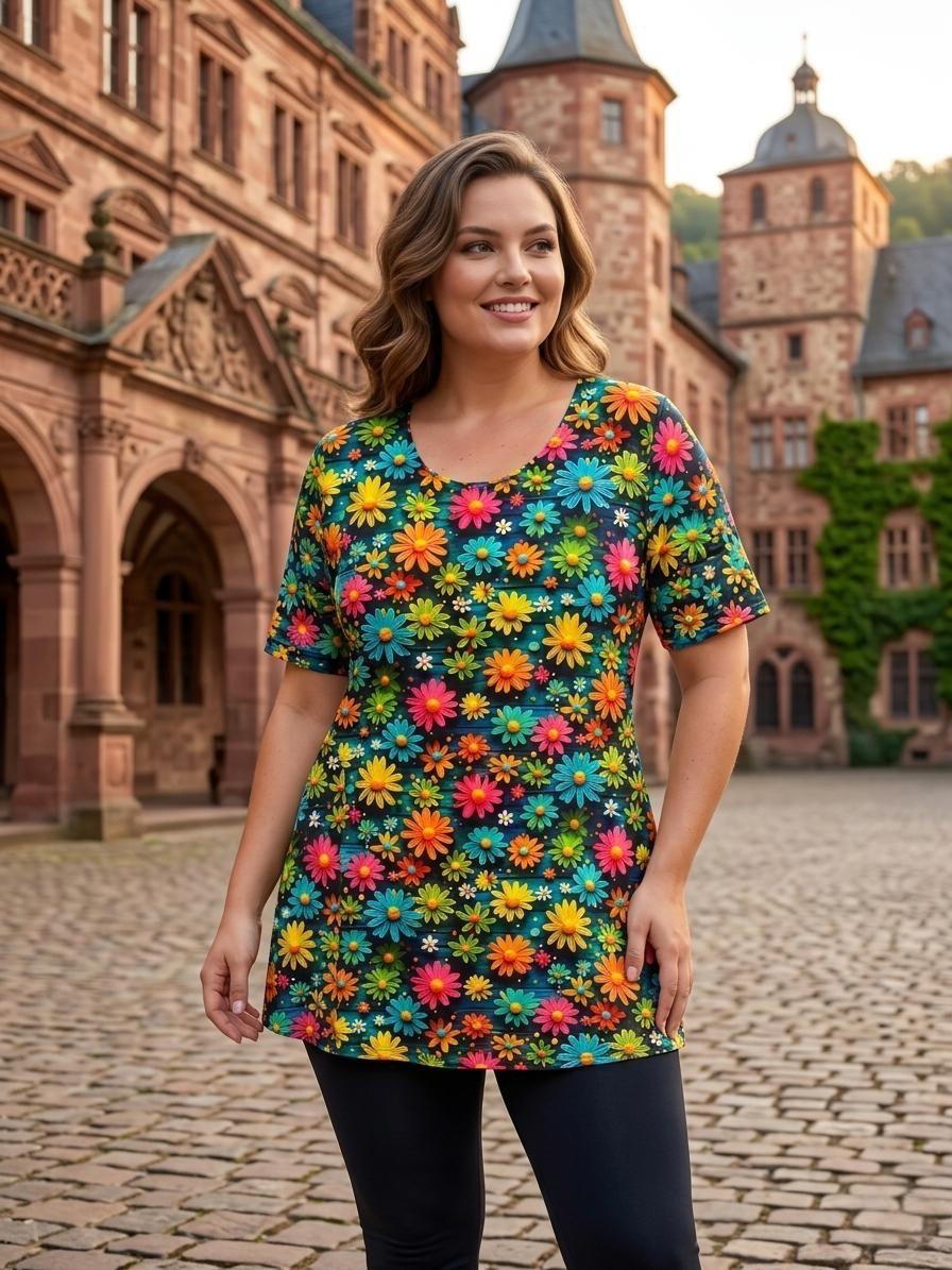 Modernes Design Damen Shirt Übergröße – Fließender Stoff