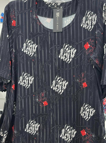 Modernes T-Shirt Für Curve Frauen mit Grafik-Print – Damen- Kontrast-Design