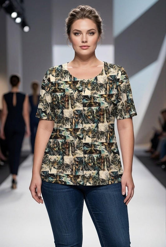 Elegantes Kurven-Shirt aus weicher und fließender Viskose