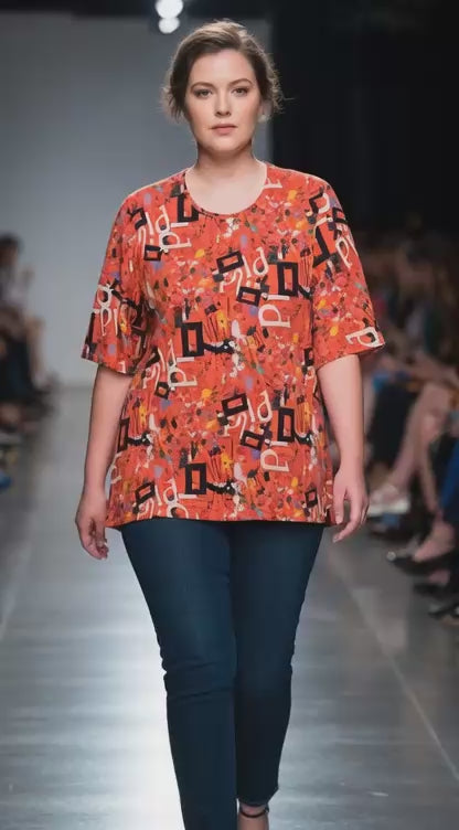 Stylisches T-Shirt in Orange – Moderner Print & Casual Look
