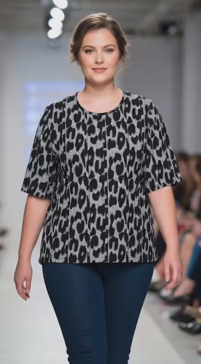 Elegantes T-Shirt mit Schwarz-Grauem Muster – Modern & Casual